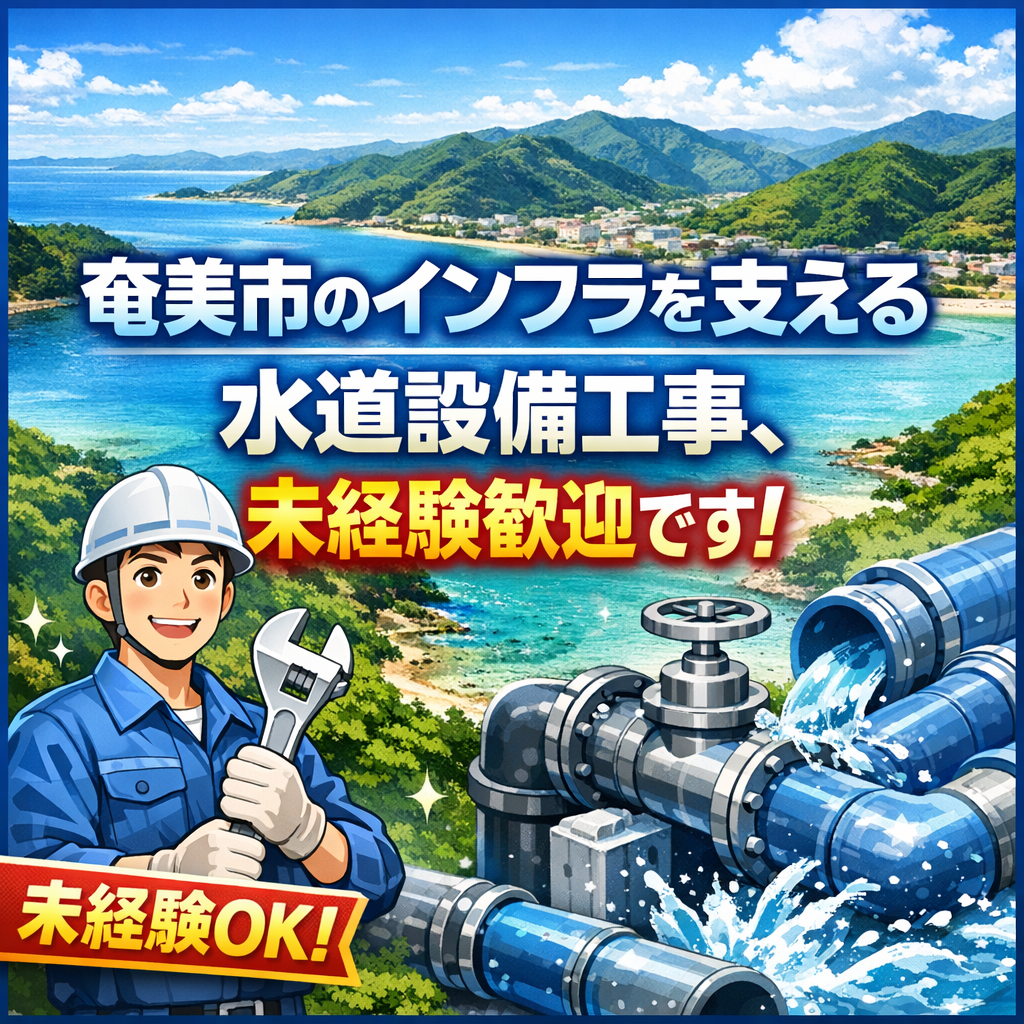 奄美市のインフラを支える水道設備工事、未経験歓迎です！